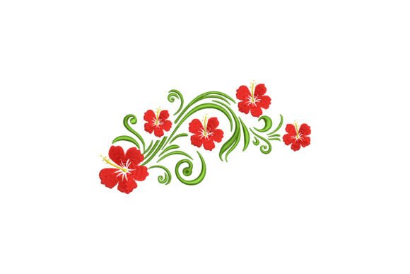 Hibiscus Flowers Embroidery Design
