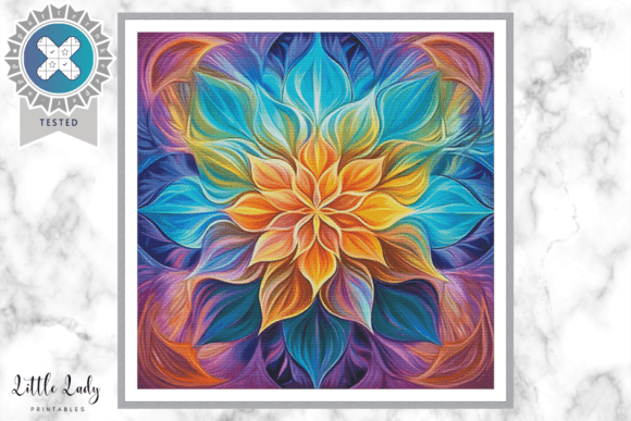 Rainbow Mandala Cross Stitch Pattern PDF
