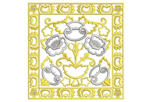 Square Flowers Embroidery Design