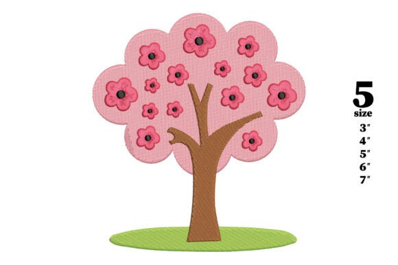 Tree with Flowers Embroidery Design